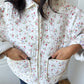Veste upcyclée matelassée blanche fleurie