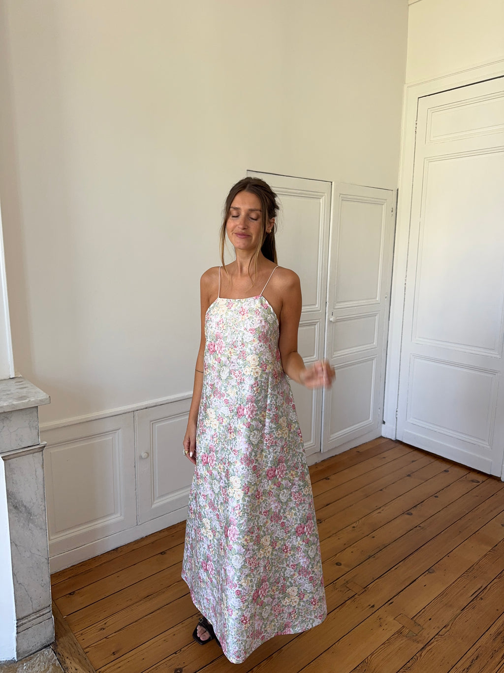 Robe dos nu longue upcyclée fleurie