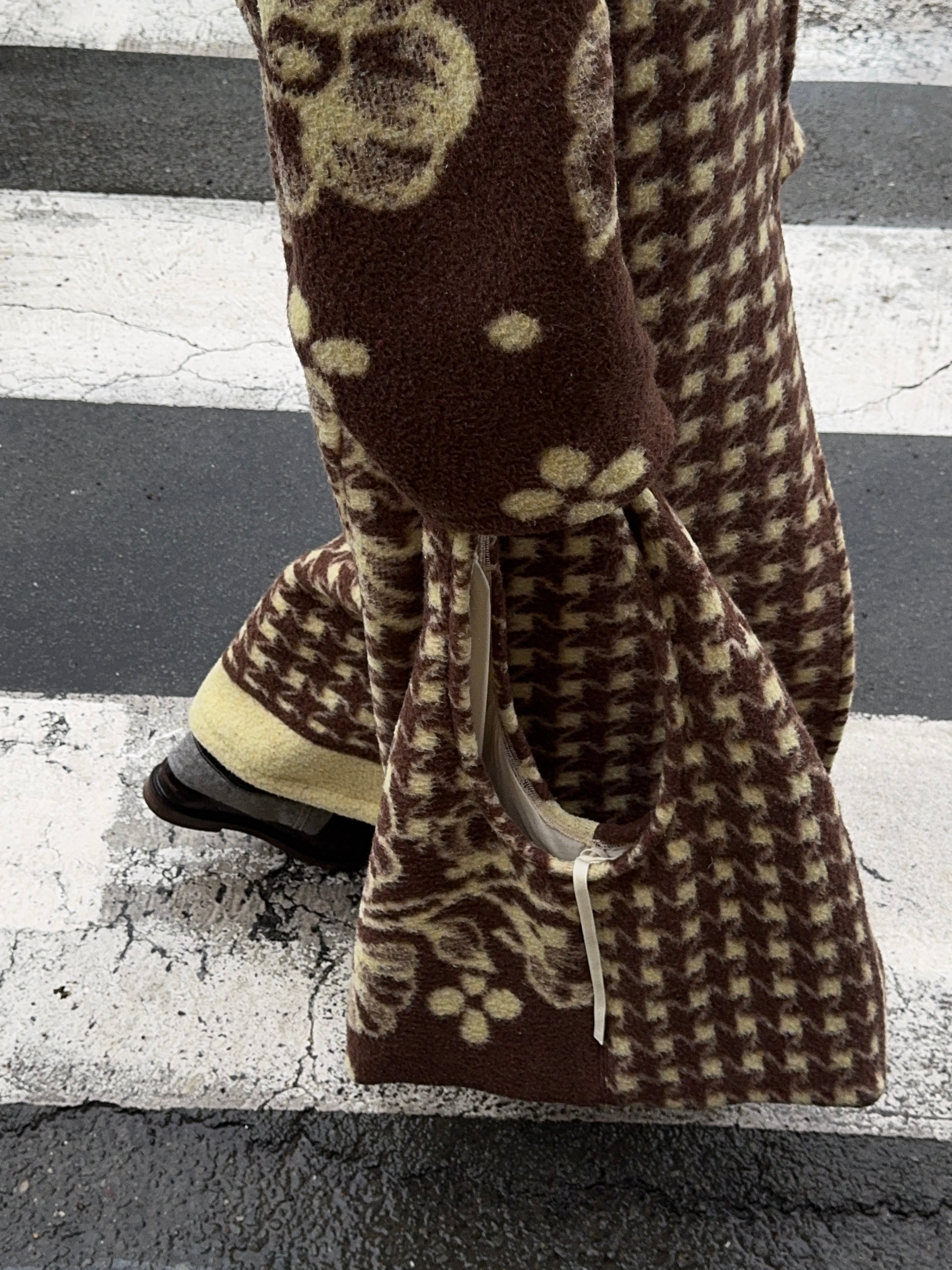 Sac upcyclé laine à motifs vintage - grand