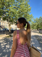 Robe dos nu vichy rouge