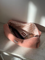 Trousse upcyclée laine rose vintage