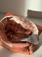 Trousse upcyclée rosée à motifs vintage - petite