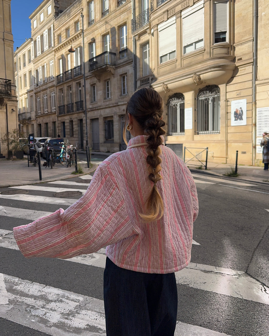 Veste upcyclée matelassée rayée