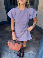 Robe manches ballon vichy bordeaux