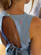 Top dos nu upcyclé bleu clair
