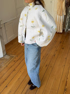 Ecru floral quilted upcycled jacket - Size 1