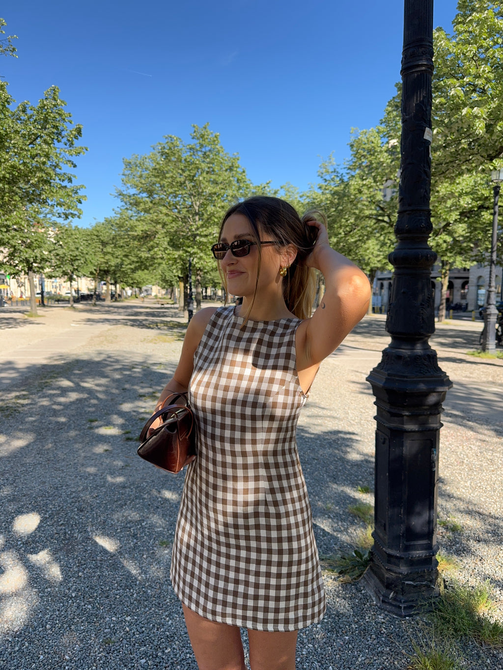 Robe dos nu vichy marron