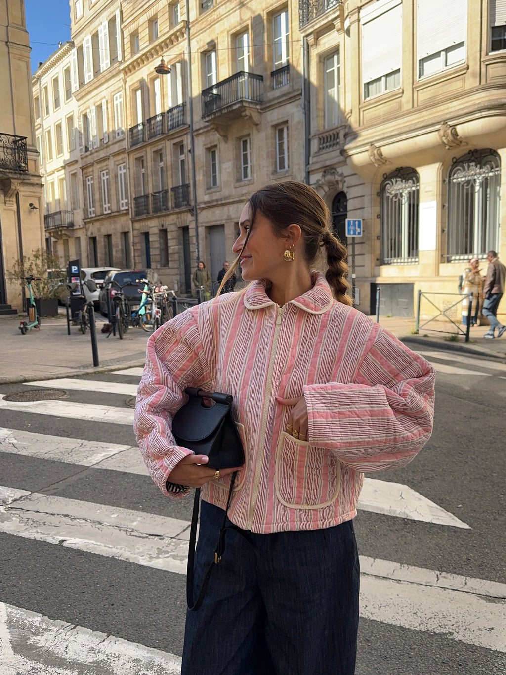 Veste upcyclée matelassée rayée