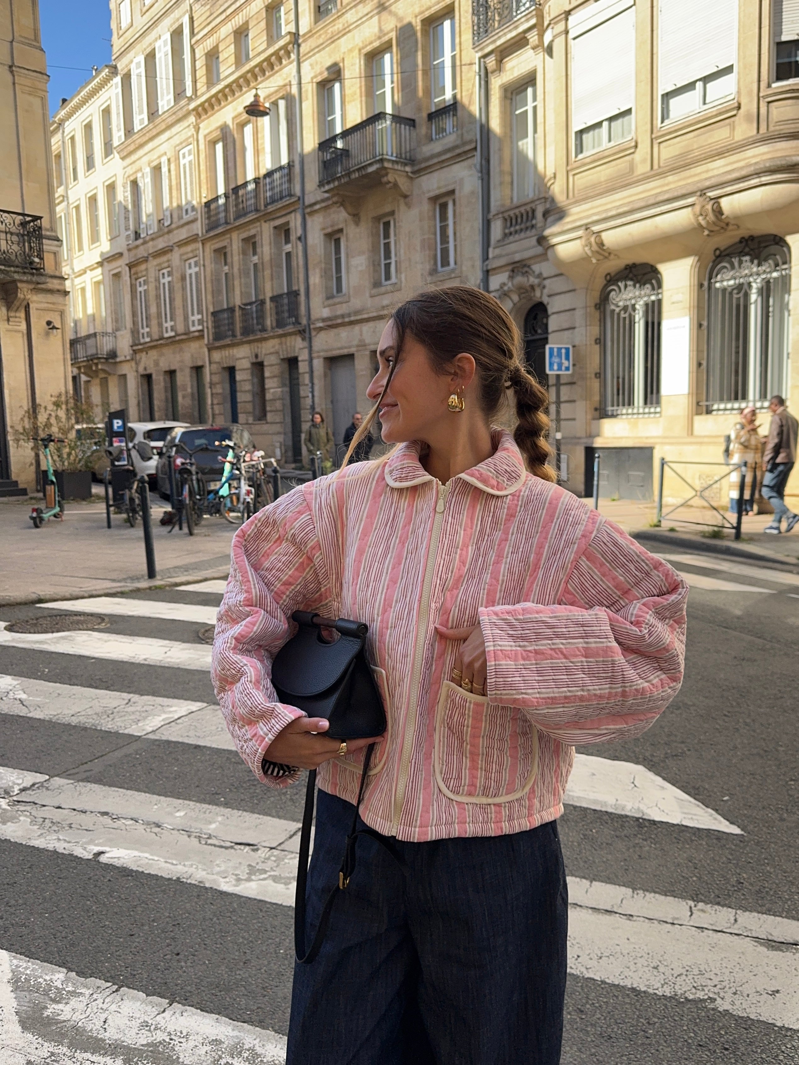 Veste upcyclée matelassée rayée