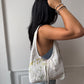 Sac upcyclé matelassé blanc à motifs