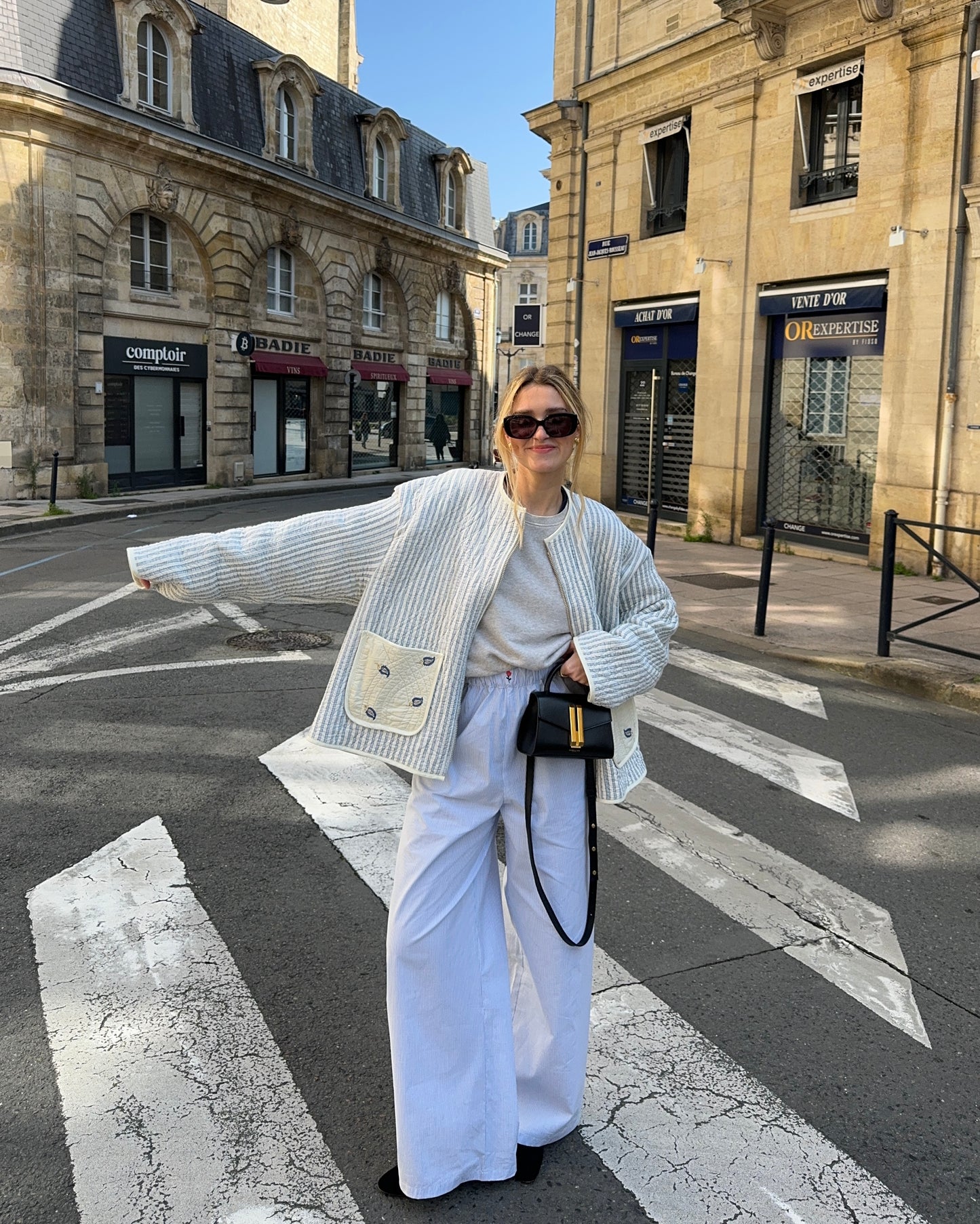 Pantalon à rayures bleu clair