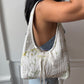 Sac upcyclé matelassé blanc à motifs