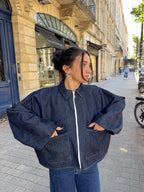 Veste denim poches plaquées
