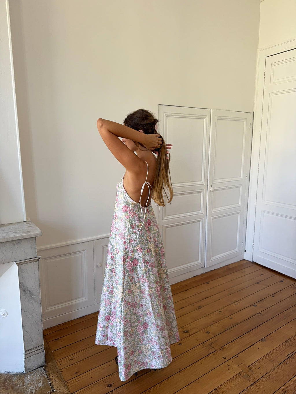 Robe dos nu longue upcyclée fleurie