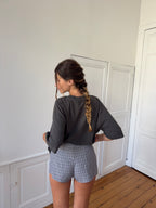 Short upcyclé à carreaux - S
