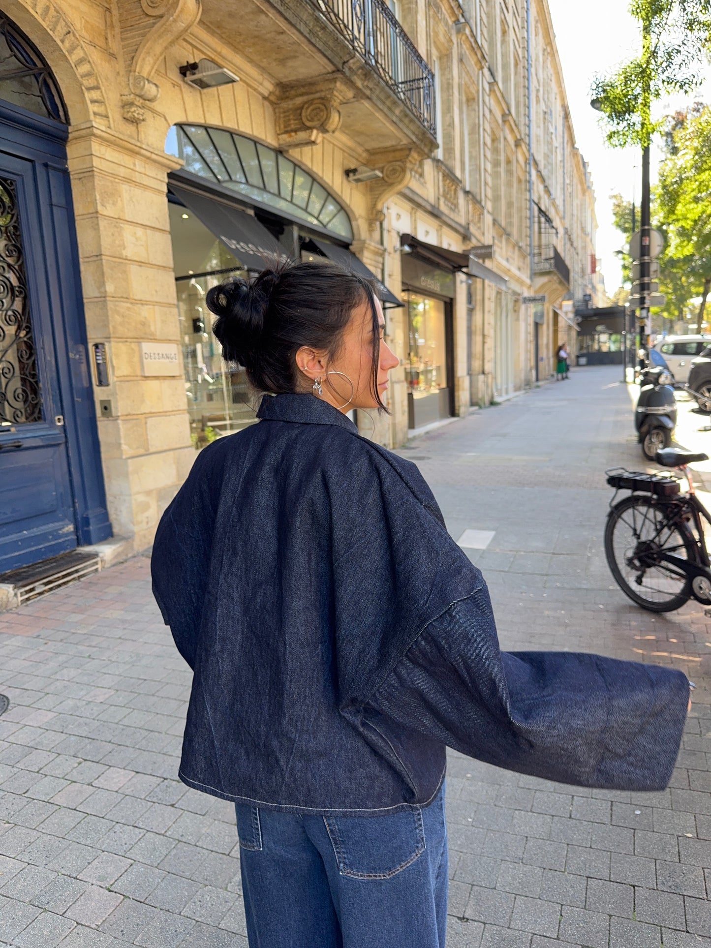 Veste denim poches plaquées