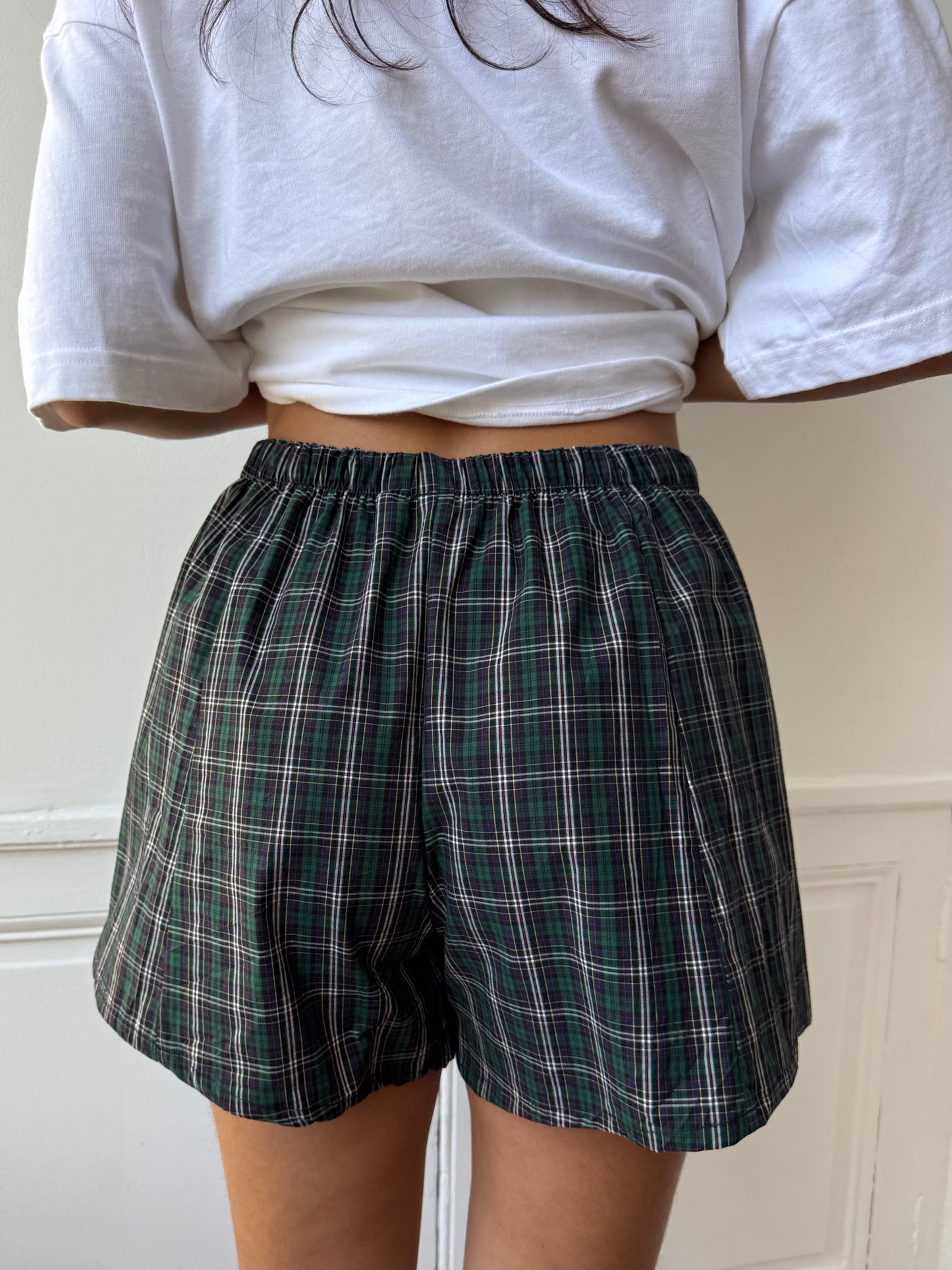 Caleçon short upcyclé à carreaux