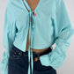 Chemise upcyclée vichy cyan