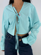 Chemise upcyclée vichy cyan