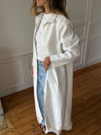 Veste longue upcyclée blanche et franges - M/L