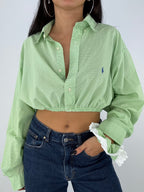 Chemise upcyclée vichy vert clair + chouchou