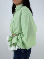 Chemise upcyclée vichy vert clair + chouchou
