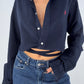 Chemise upcyclée dos nu marine