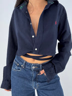 Chemise upcyclée dos nu marine
