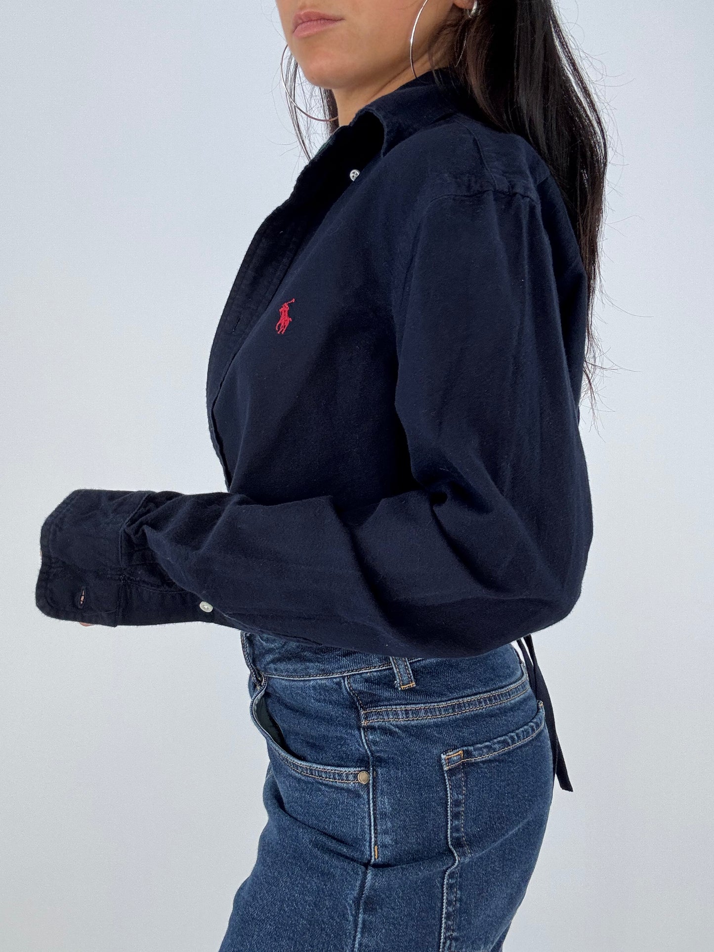 Chemise upcyclée dos nu marine