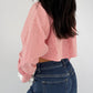 Chemise upcyclée vichy rosé + chouchou
