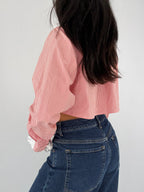 Chemise upcyclée vichy rosé + chouchou