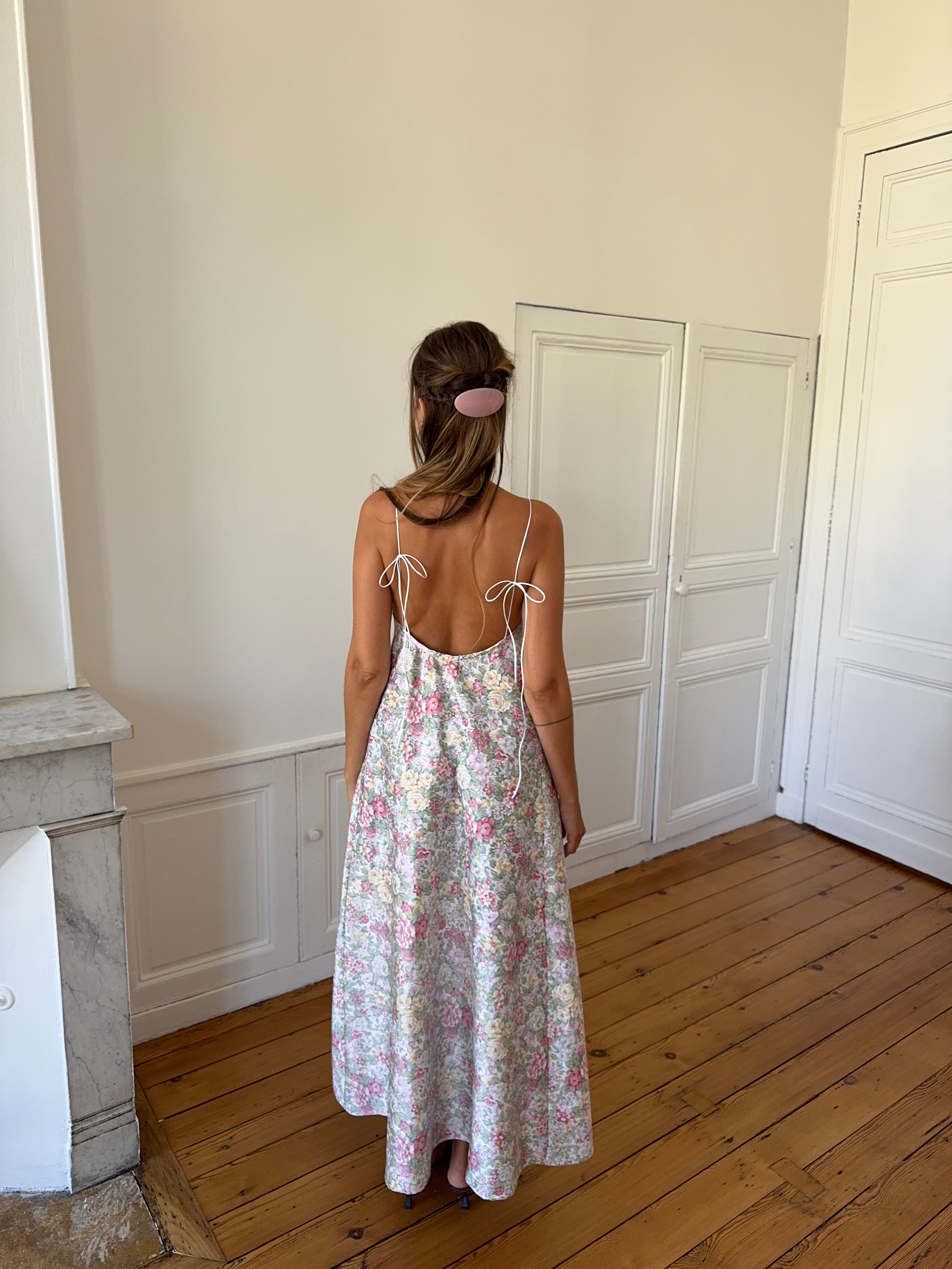 Robe dos nu longue upcyclée fleurie