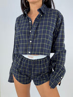 Ensemble upcyclé marine à carreaux