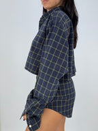 Ensemble upcyclé marine à carreaux