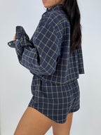 Ensemble upcyclé marine à carreaux