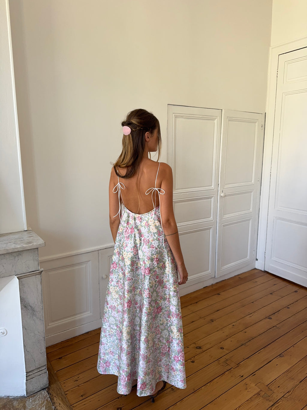 Robe dos nu longue upcyclée fleurie