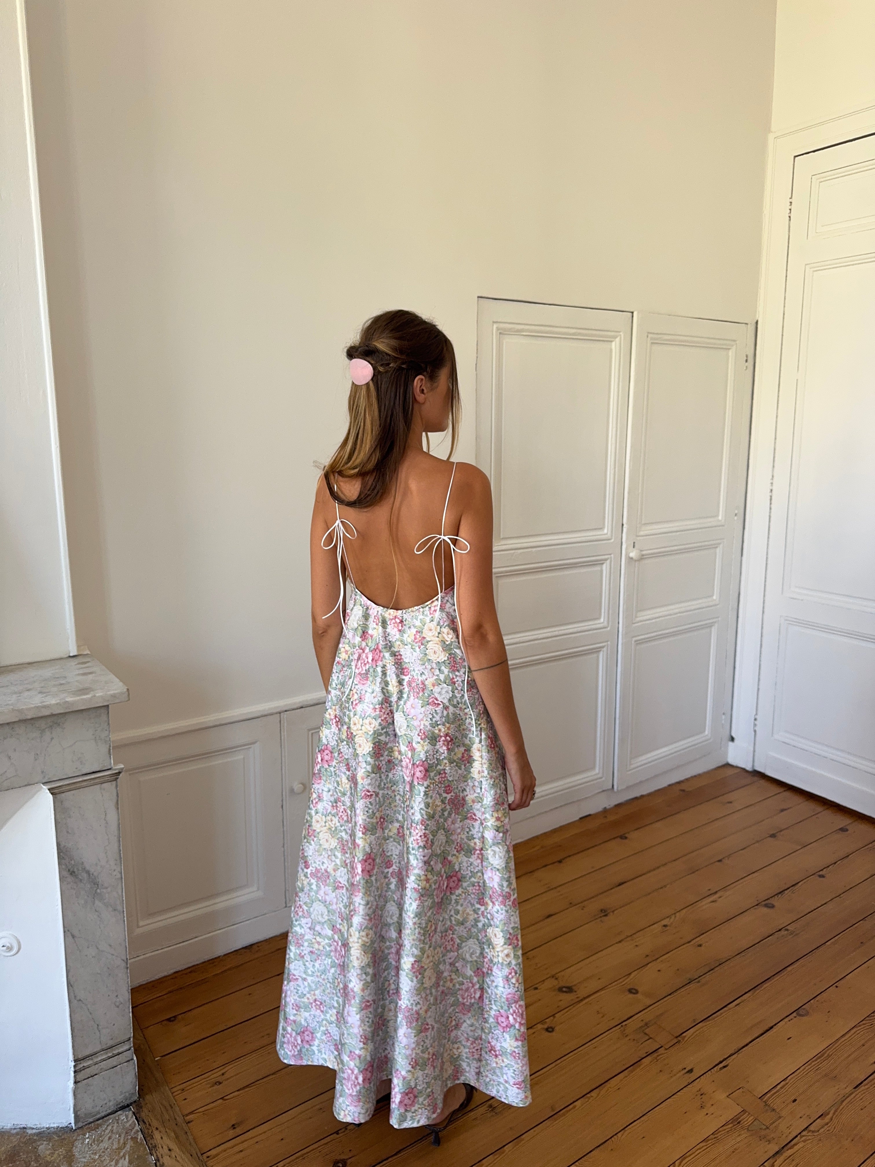Robe dos nu longue upcyclée fleurie