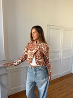 Veste courte upcyclée à motifs - S/M