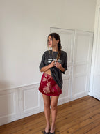 Jupe upcyclée satinée rouge