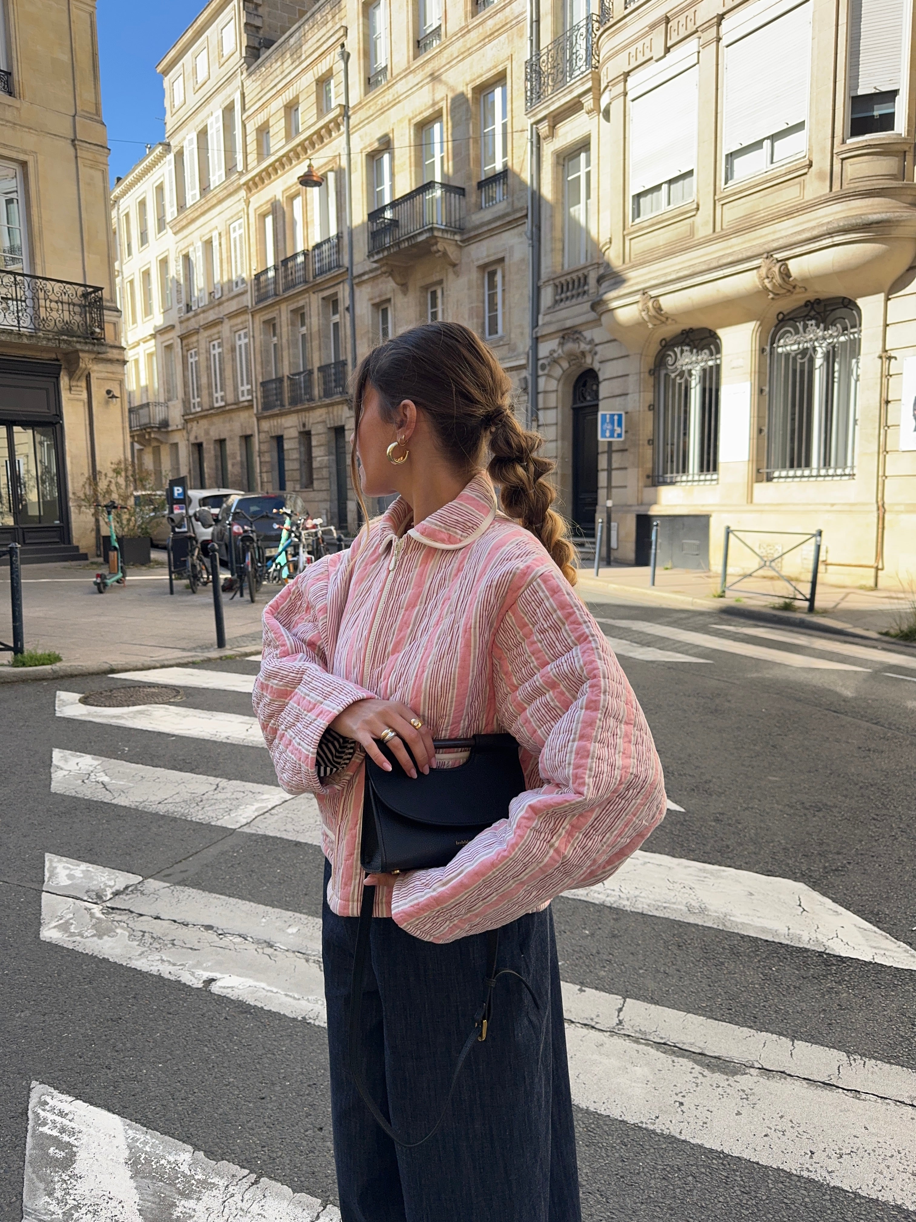Veste upcyclée matelassée rayée