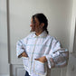 Veste upcyclée matelassée blanche à motifs