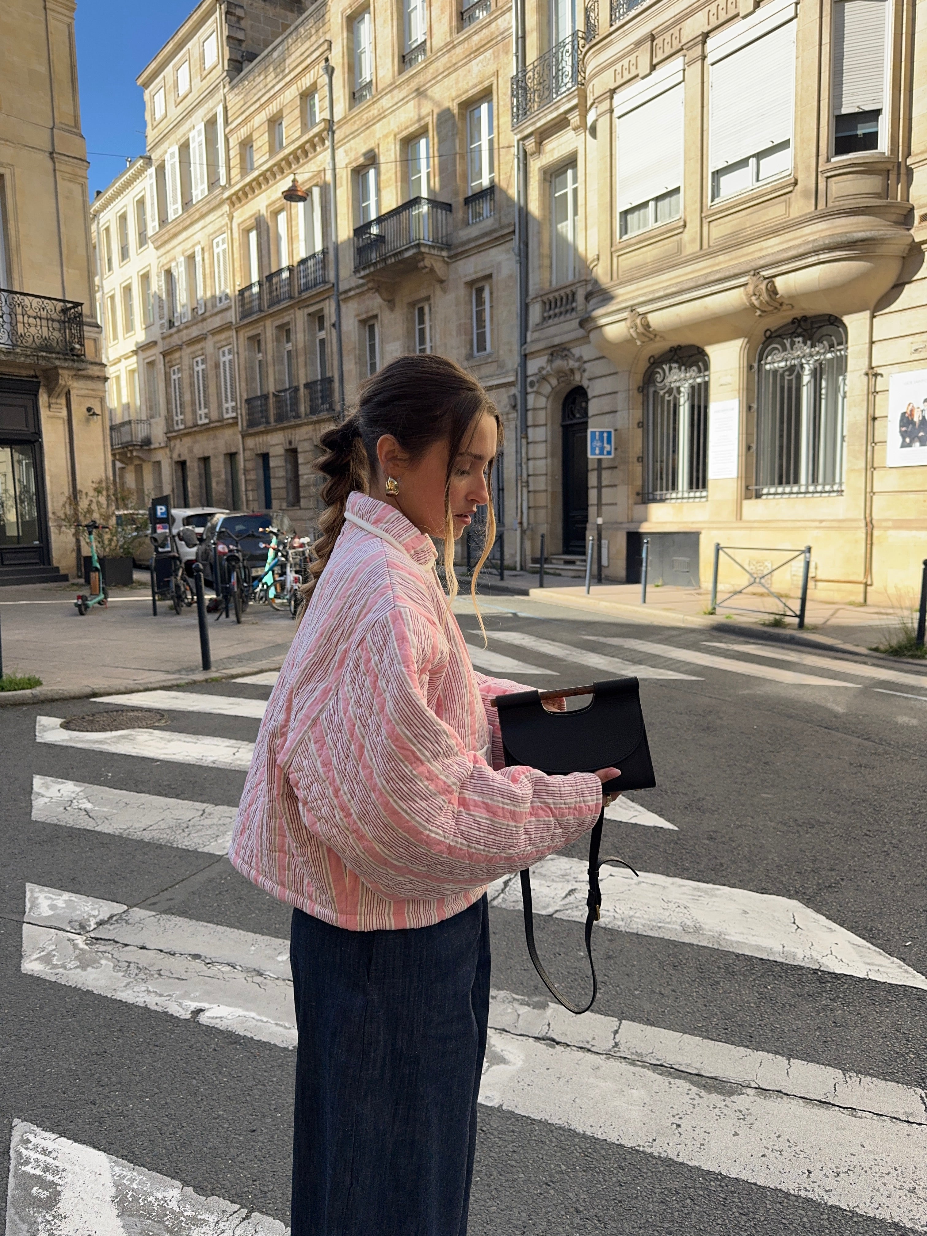 Veste upcyclée matelassée rayée