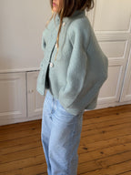 Veste upcyclée laine bleue - T1