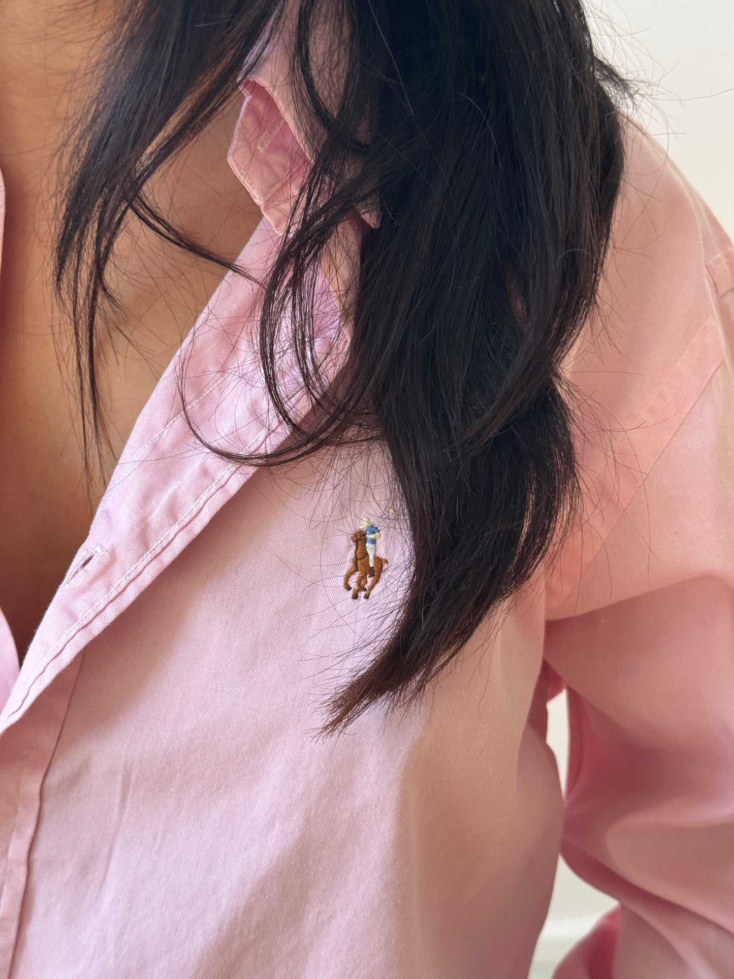 Chemise upcyclée rose + foulard