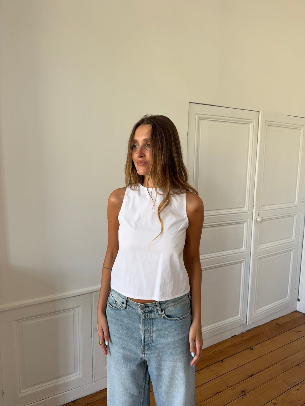 Top dos nu upcyclé blanc - S