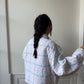 Veste upcyclée matelassée blanche à motifs