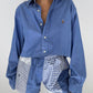 Ensemble upcyclé bleu et patchwork