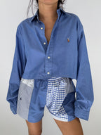 Ensemble upcyclé bleu et patchwork