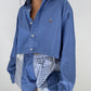 Ensemble upcyclé bleu et patchwork