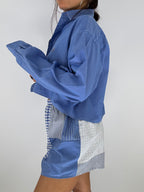 Ensemble upcyclé bleu et patchwork
